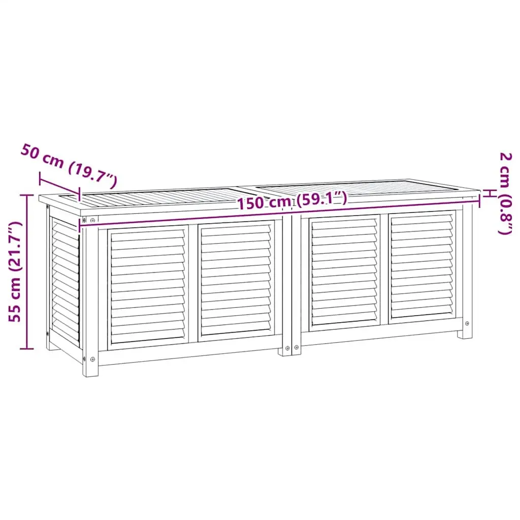 Garden Storage Box Outdoor Furniture 150x50x55cm Solid Teak Wood Brown