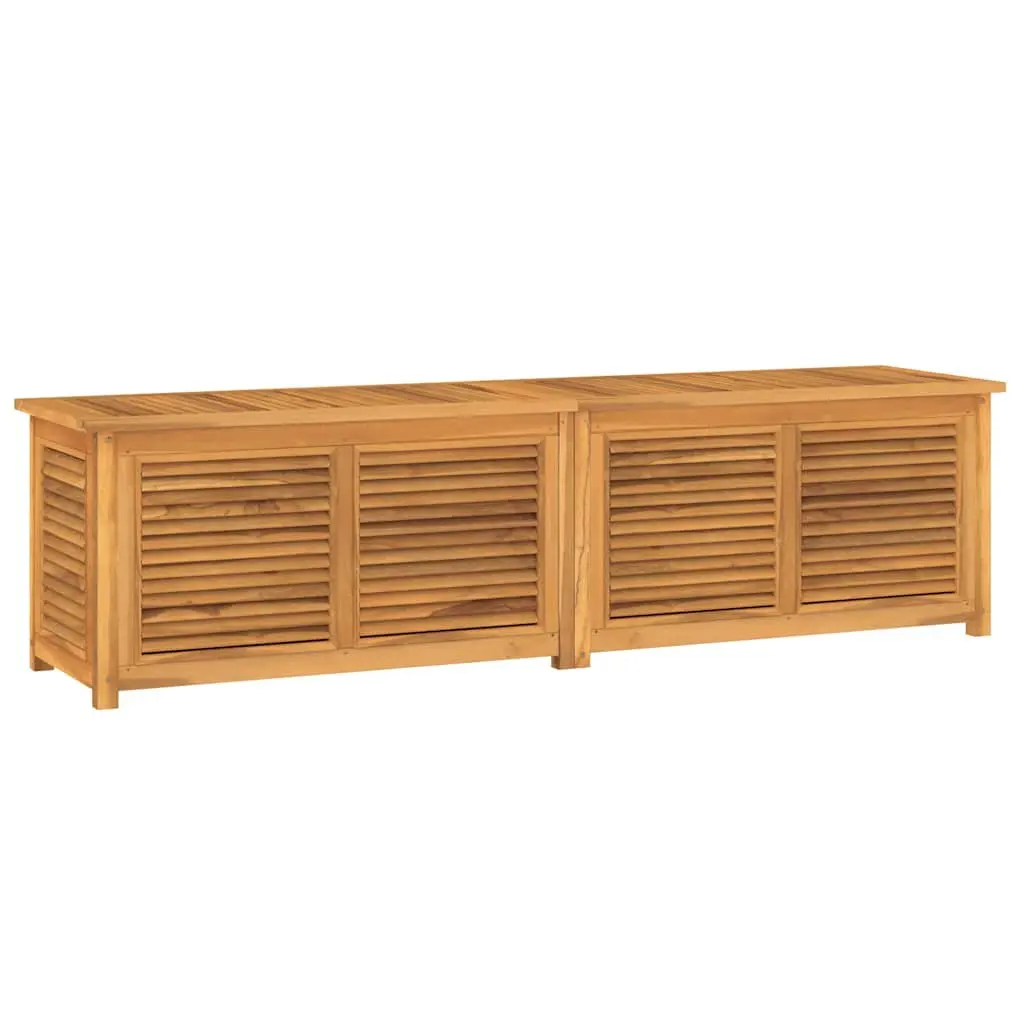 Garden Storage Box Solid Teak Wood Outdoor Indoor Bench Chest Louvres Design