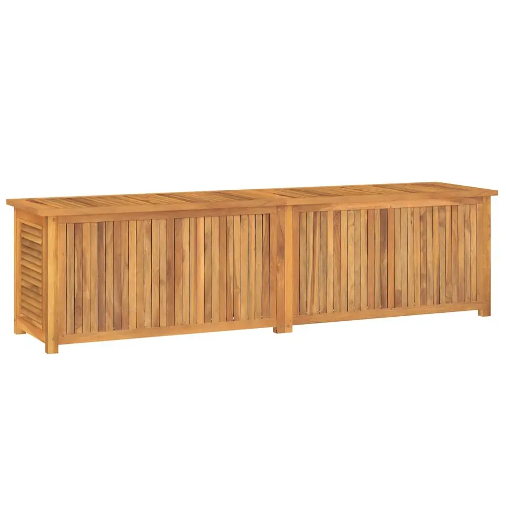 Garden Storage Box Solid Teak Wood Outdoor Indoor Bench Chest Louvres Design