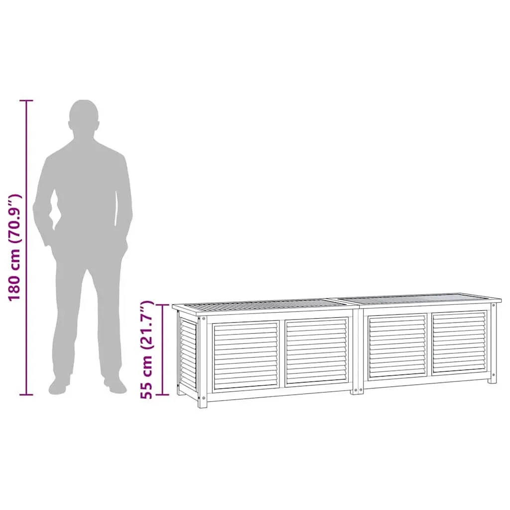 Garden Storage Box Solid Teak Wood Outdoor Indoor Bench Chest Louvres Design
