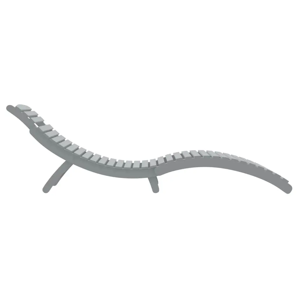 Sun Lounger Grey Solid Wood Acacia Foldable Outdoor Lounge 184 x 55 x 64 cm