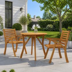 Sturdy 85 cm Round Acacia Wood Garden Table
