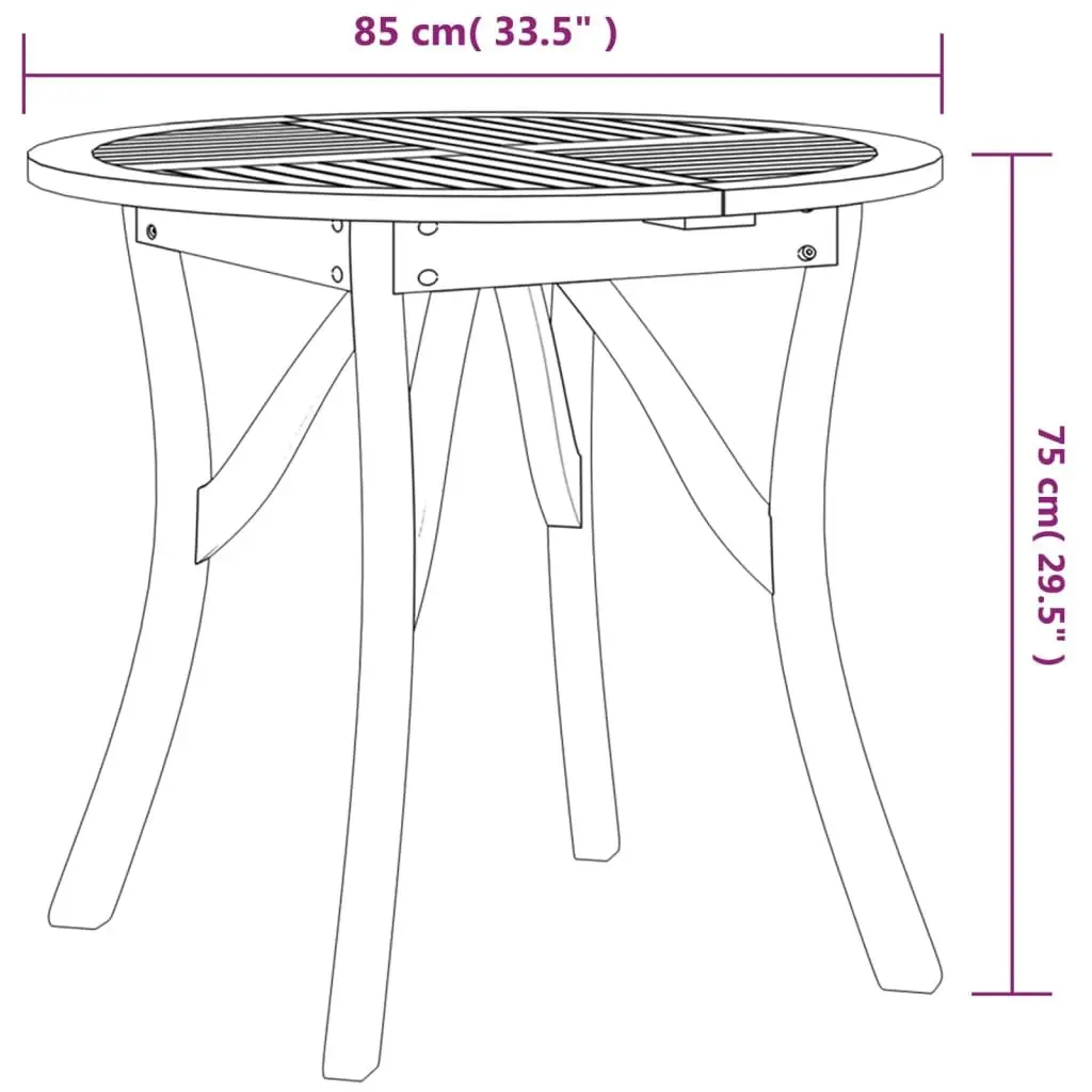 Round Garden Table Outdoor Dining Table Ø 85 cm Solid Acacia Wood Brown