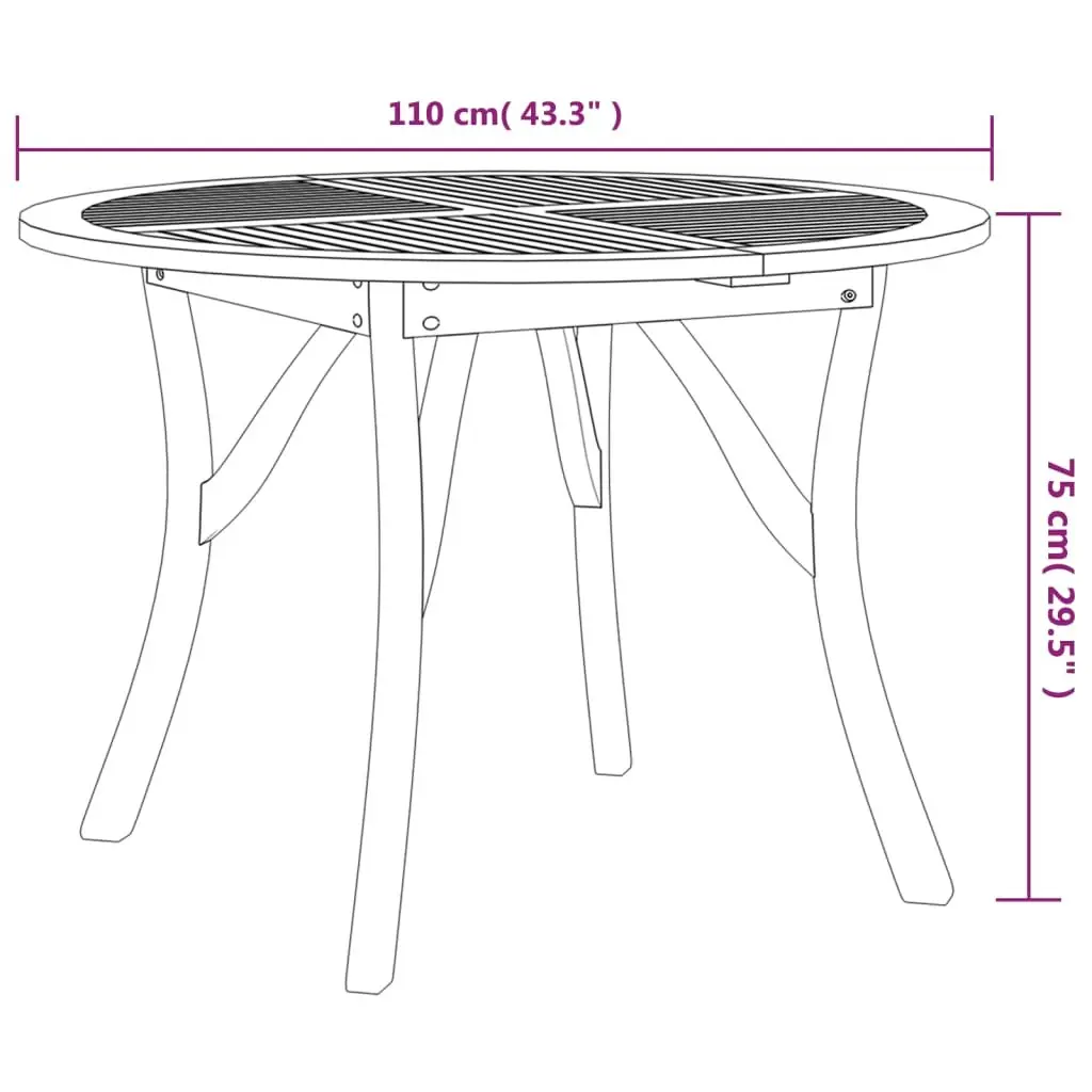 Round Acacia Wood Garden Table Ø 110 cm