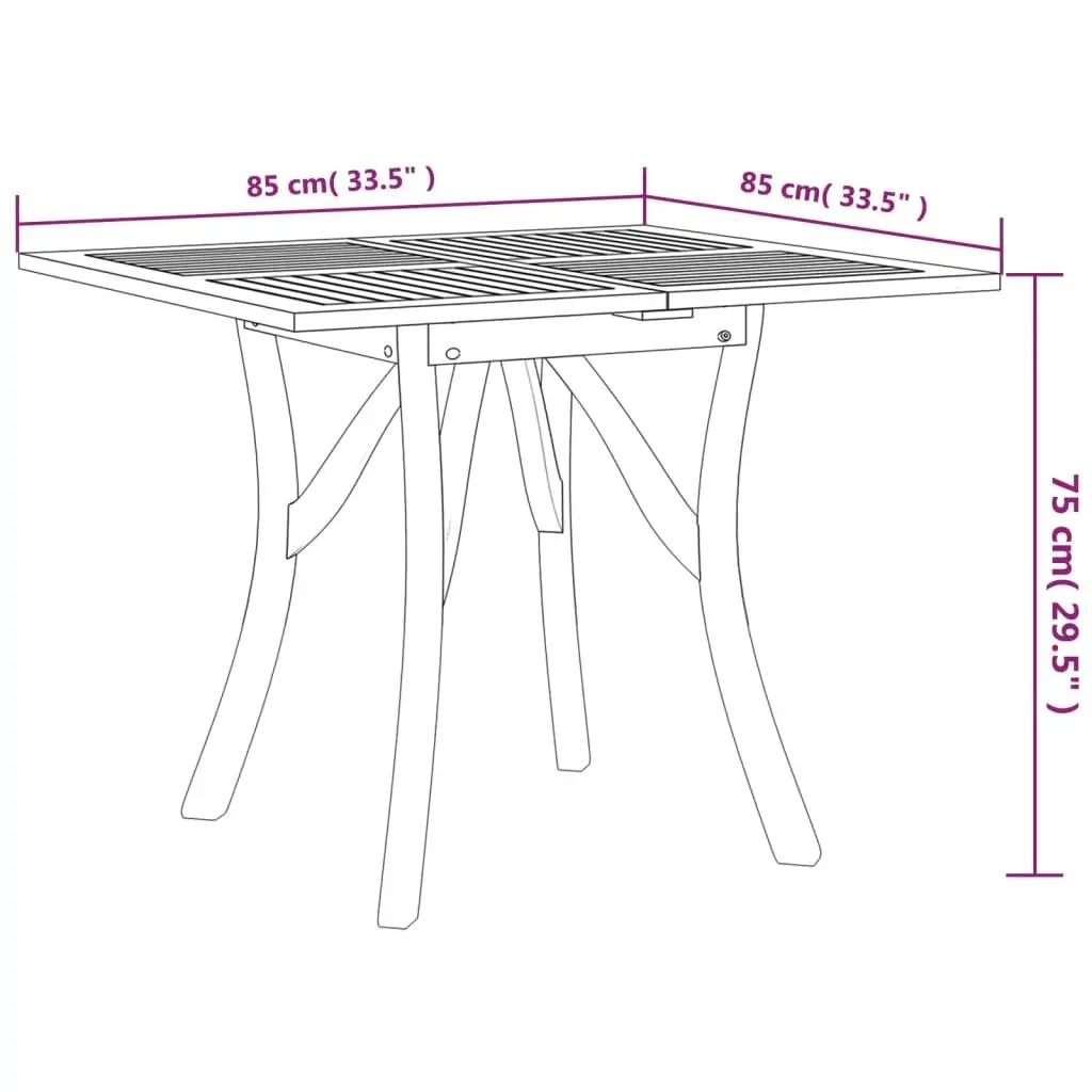 Garden Table Outdoor Dining 85x85x75 cm Solid Acacia Wood Brown Slatted