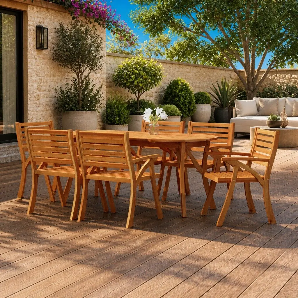 Garden Dining Table Outdoor 200x90x75cm Solid Wood Brown