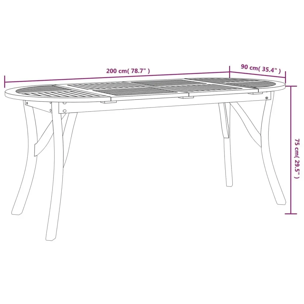 Garden Dining Table Outdoor 200x90x75cm Solid Wood Brown