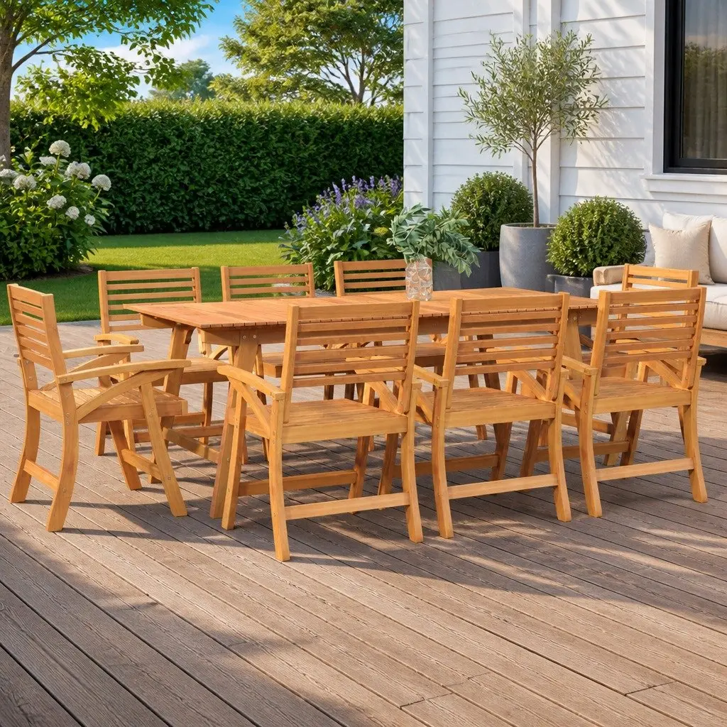 Garden Dining Table 200x90x75cm Solid Wood Acacia Outdoor Patio Furniture Brown