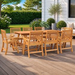 Solid Wood Garden Dining Table - Acacia 200x90x75cm