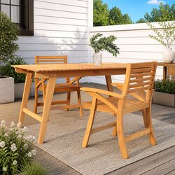 Outdoor Garden Chairs 2 pcs Solid Wood Acacia Brown Patio Seating Set