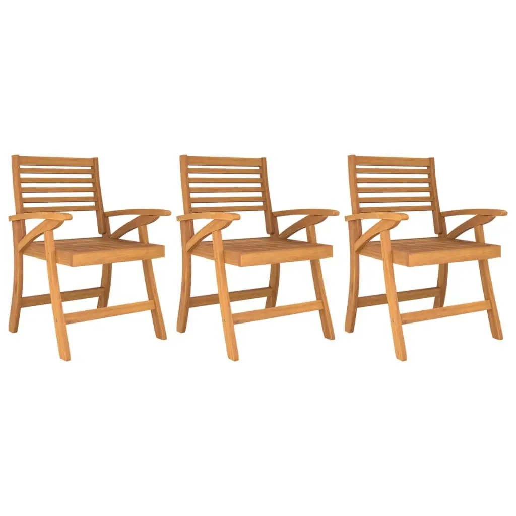 Outdoor Chairs Set of 3 Garden Seating Solid Wood Brown Patio Furniture