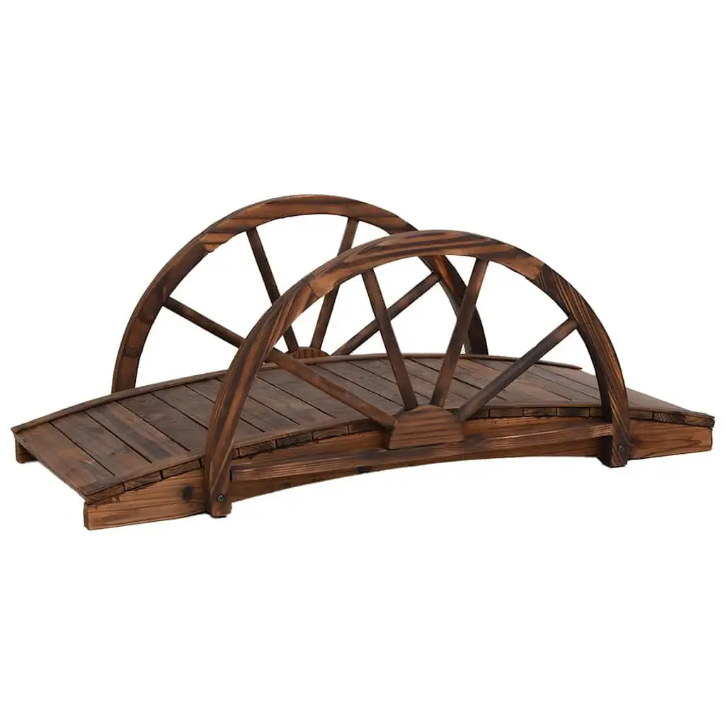 Garden Bridge Outdoor Half-wheel Design Brown Solid Wood Fir Backyard Footbridge