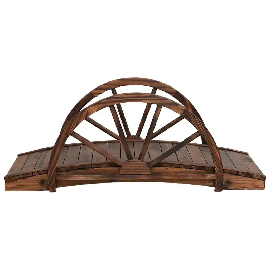 Garden Bridge Outdoor Half-wheel Design Brown Solid Wood Fir Backyard Footbridge