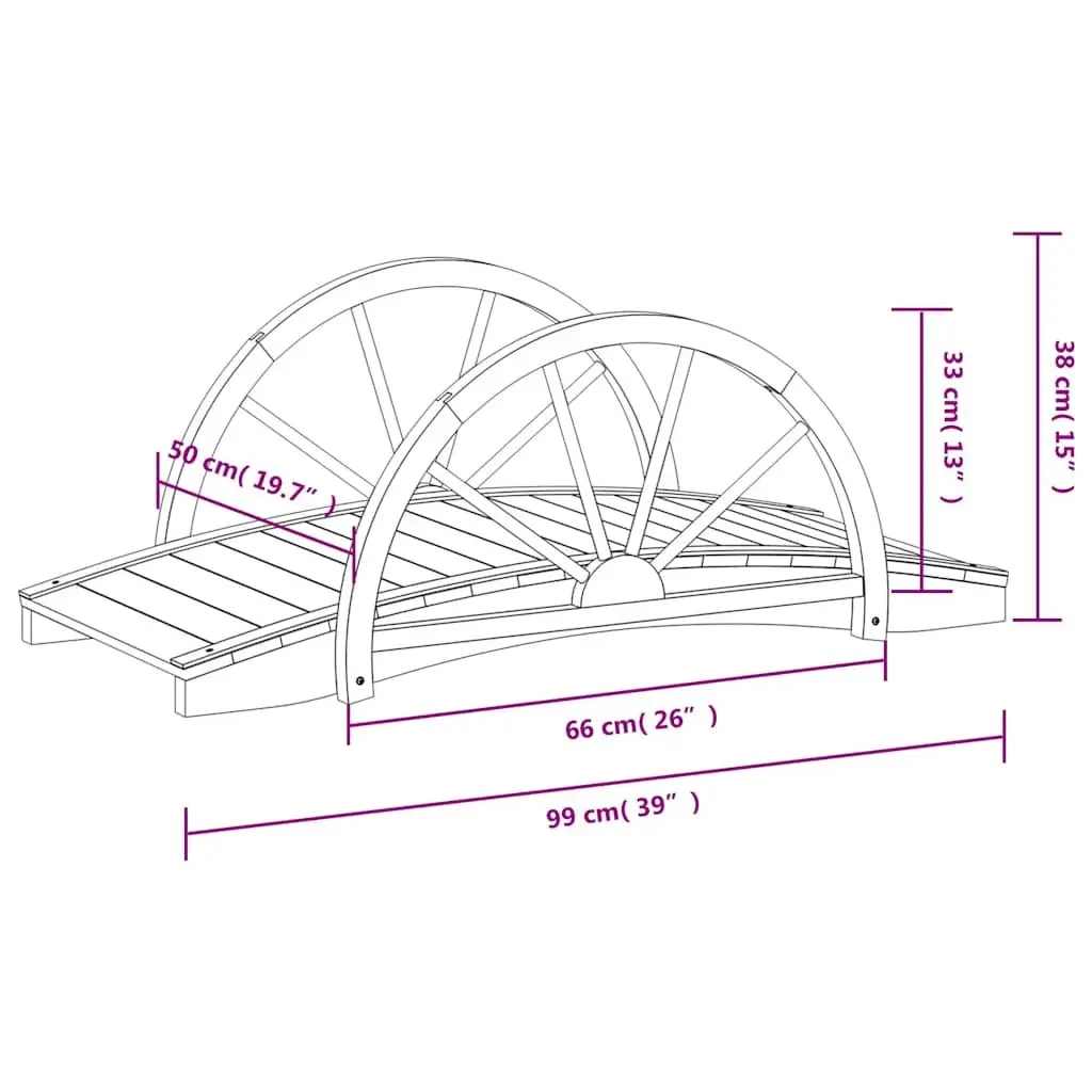 Garden Bridge Outdoor Half-wheel Design Brown Solid Wood Fir Backyard Footbridge