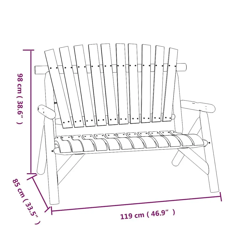 Wooden Garden Bench Outdoor Seating 2-Seater Brown