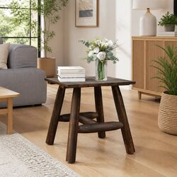 Reliable Brown Wooden Side Table for Outdoor Utility