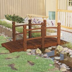 Charming Wooden Garden Bridge with Safety Features 150x67x56cm Brown