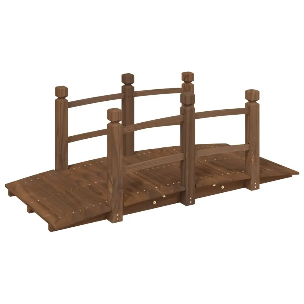 Wooden Garden Bridge Outdoor Structure with Rails 150x67x56cm Brown