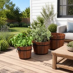 Reliable 3 Piece Wooden Bucket Planter Set for Your Home