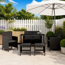 Warm and Inviting 6-Piece Black Rattan Dining Set