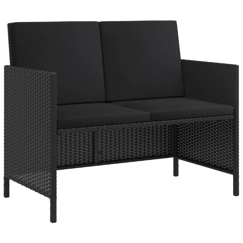 Garden Dining Set 6 Piece Outdoor Furniture Black Poly Rattan with Cushions