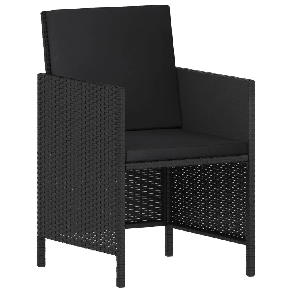 Garden Dining Set 6 Piece Outdoor Furniture Black Poly Rattan with Cushions