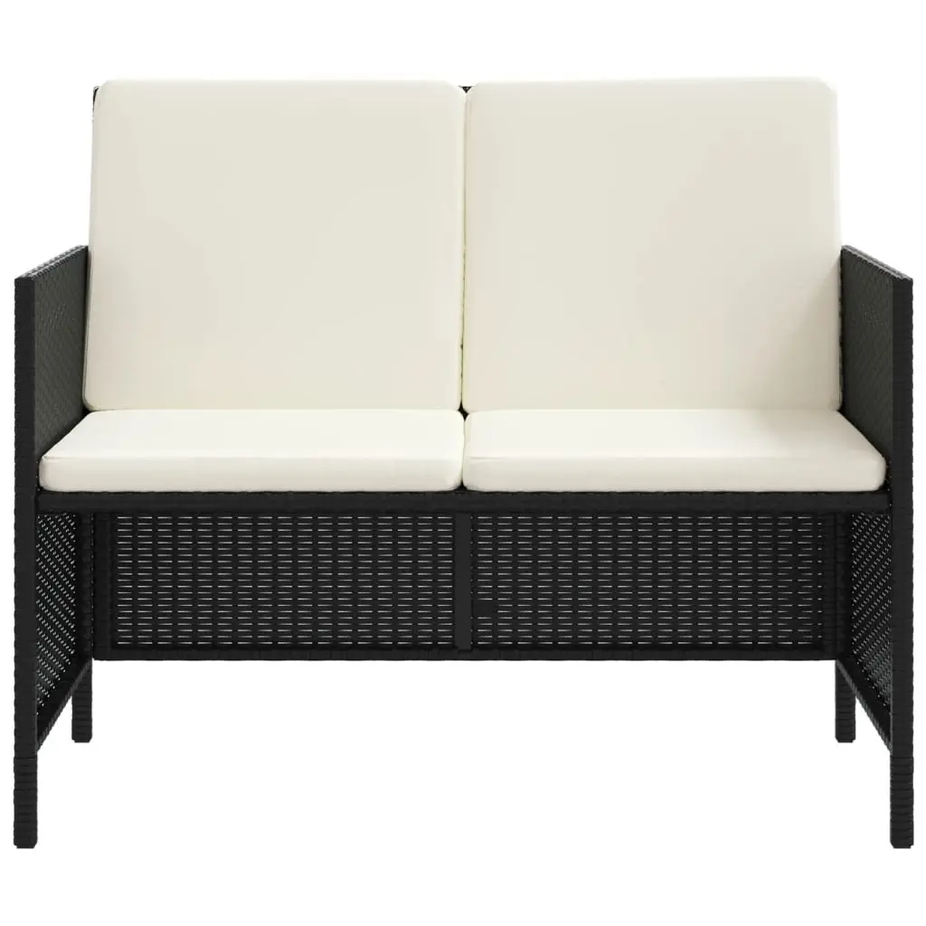 Outdoor Furniture Dining Set 6 Piece Black Rattan Cushions Garden Patio