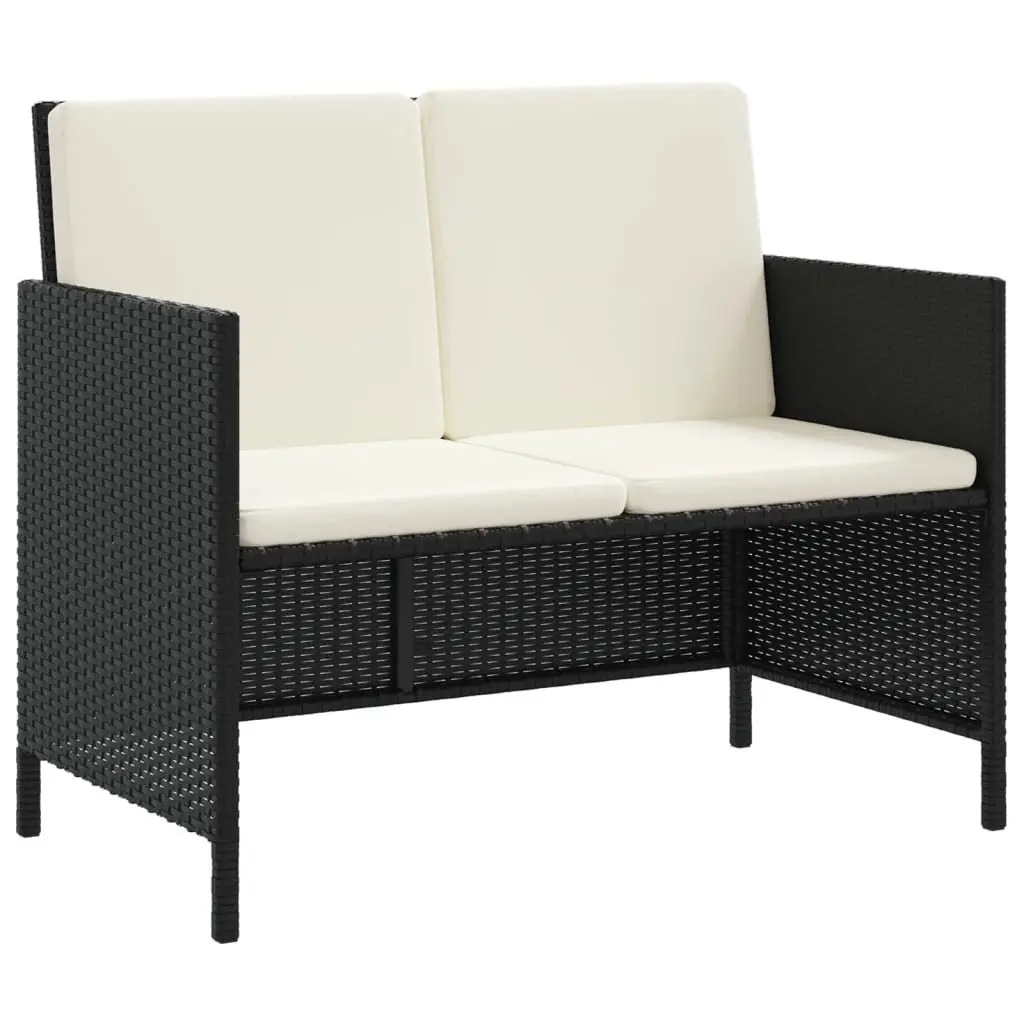Outdoor Furniture Dining Set 6 Piece Black Rattan Cushions Garden Patio