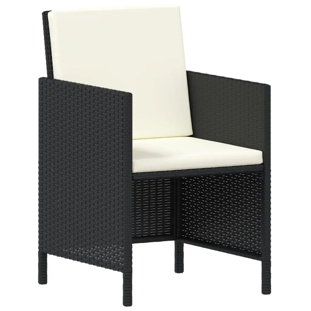 Outdoor Furniture Dining Set 6 Piece Black Rattan Cushions Garden Patio