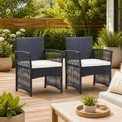 Comfortable Outdoor Armchair Set in Black with Cushions