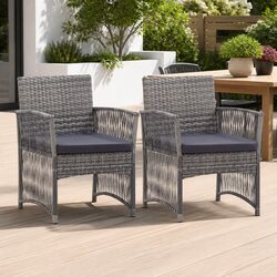 Practical Grey Outdoor Armchairs - Comfortable Seating for 2