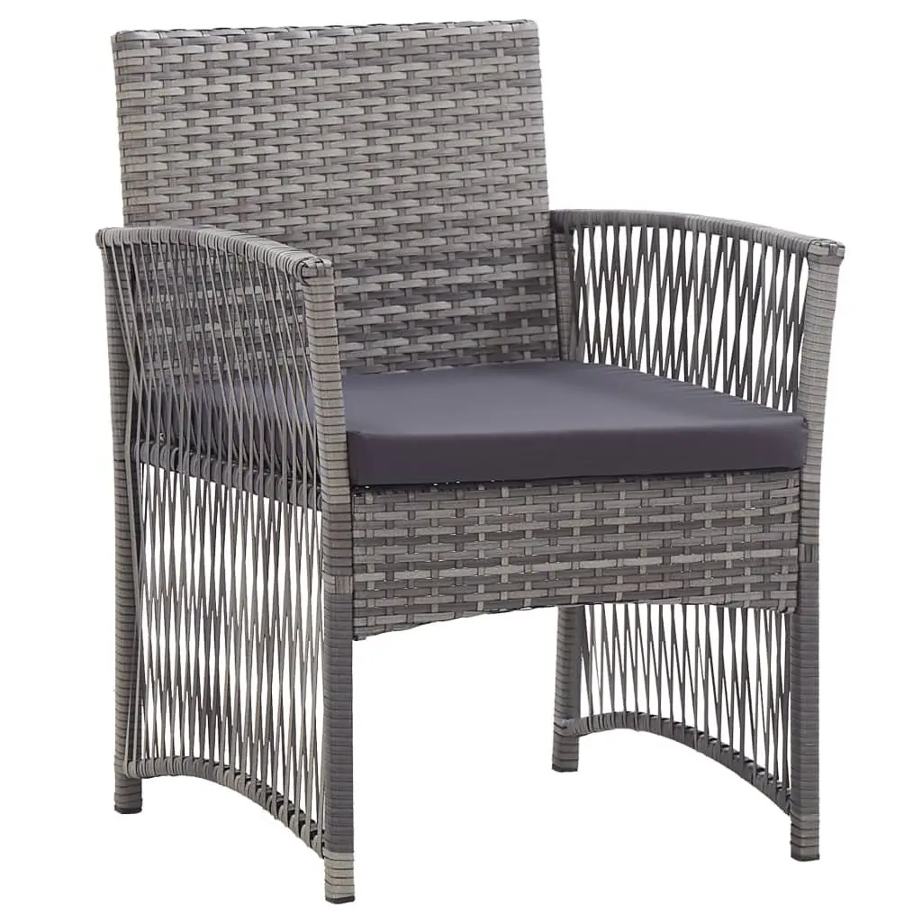 Outdoor Armchairs Grey Garden Seating 2 pcs Poly Rattan Chairs with Cushions