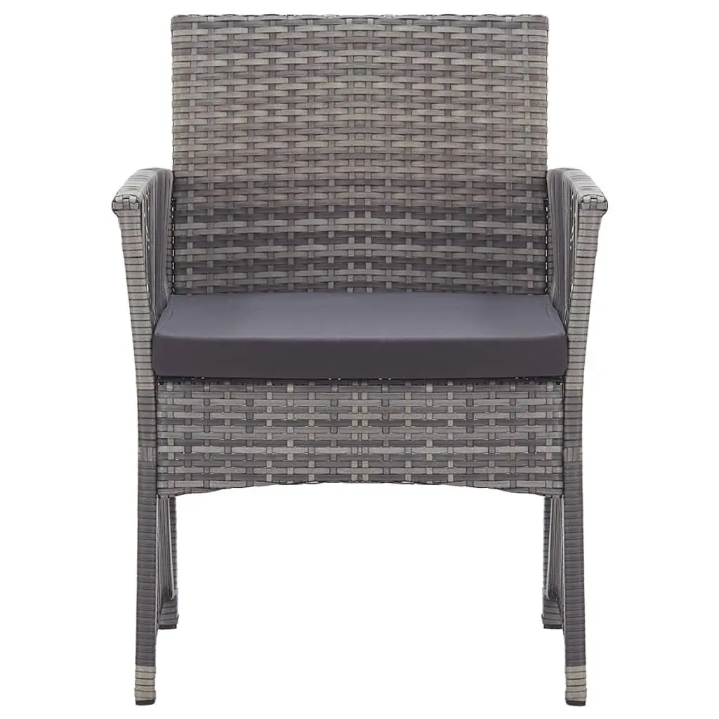Outdoor Armchairs Grey Garden Seating 2 pcs Poly Rattan Chairs with Cushions