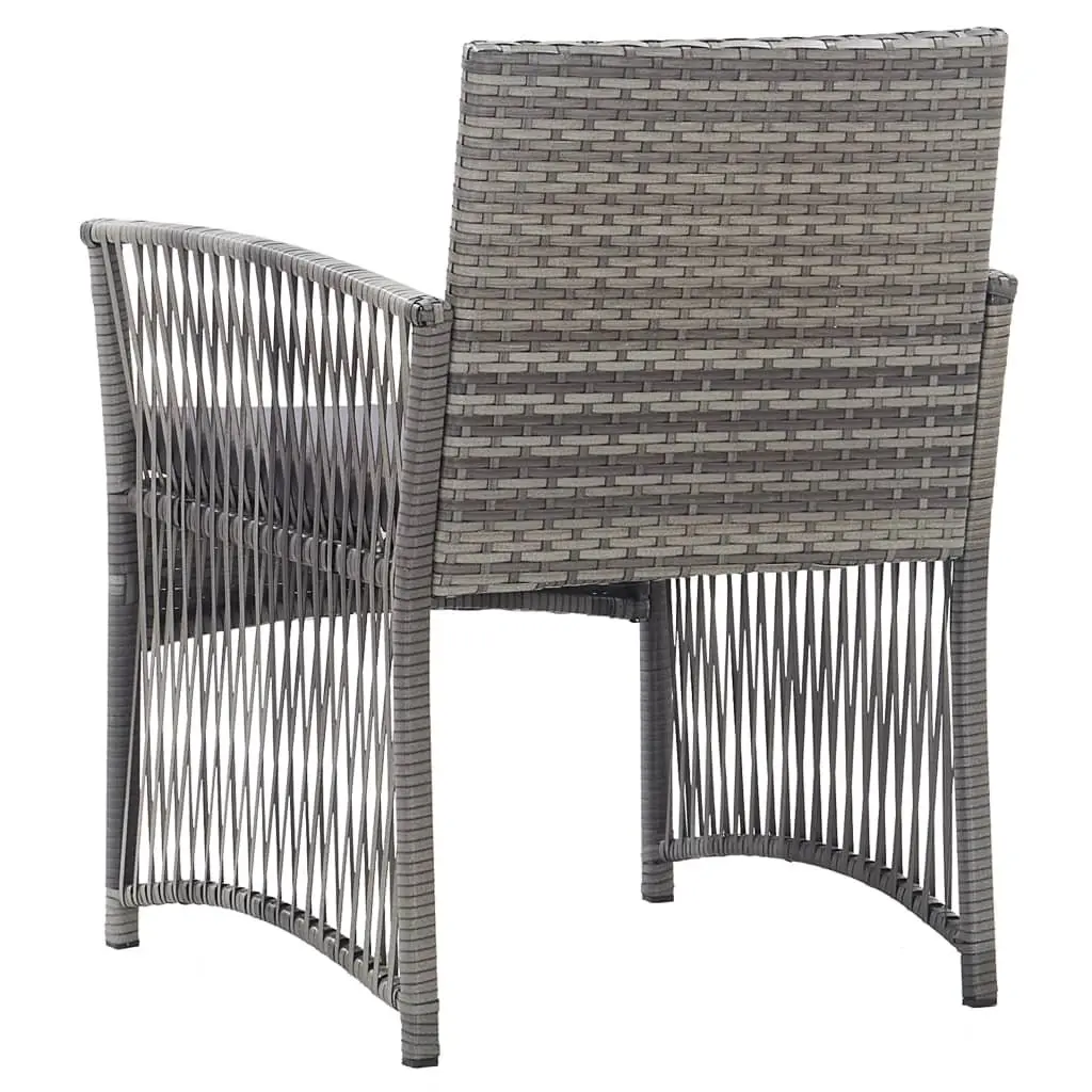 Outdoor Armchairs Grey Garden Seating 2 pcs Poly Rattan Chairs with Cushions