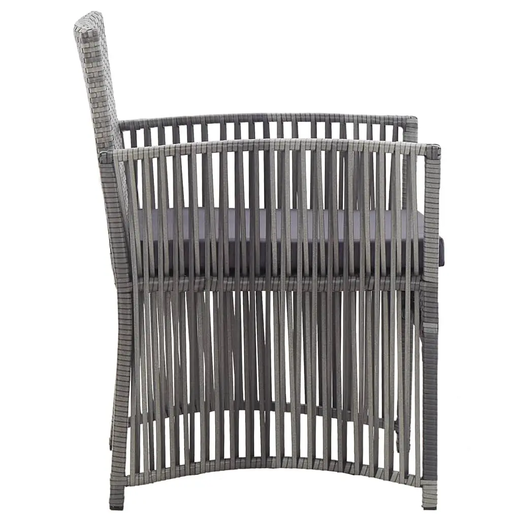 Outdoor Armchairs Grey Garden Seating 2 pcs Poly Rattan Chairs with Cushions