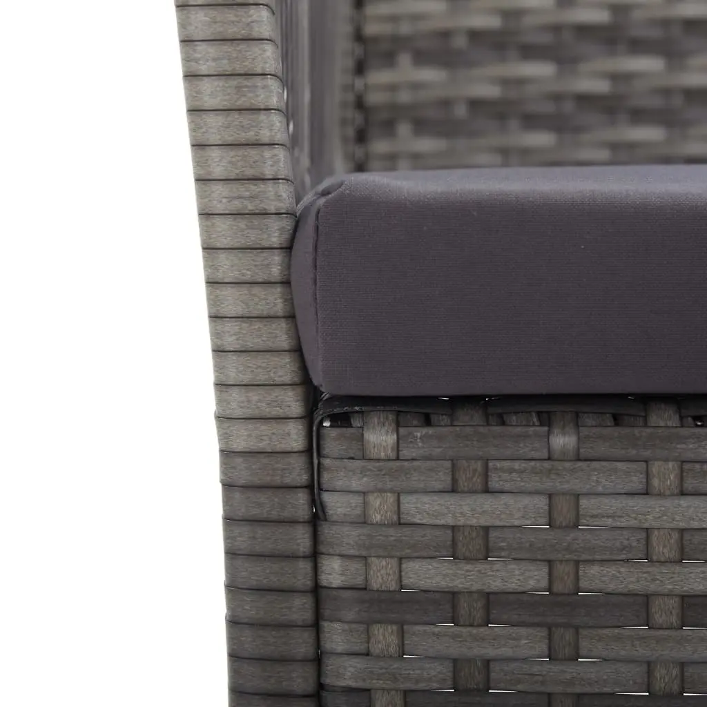 Outdoor Armchairs Grey Garden Seating 2 pcs Poly Rattan Chairs with Cushions