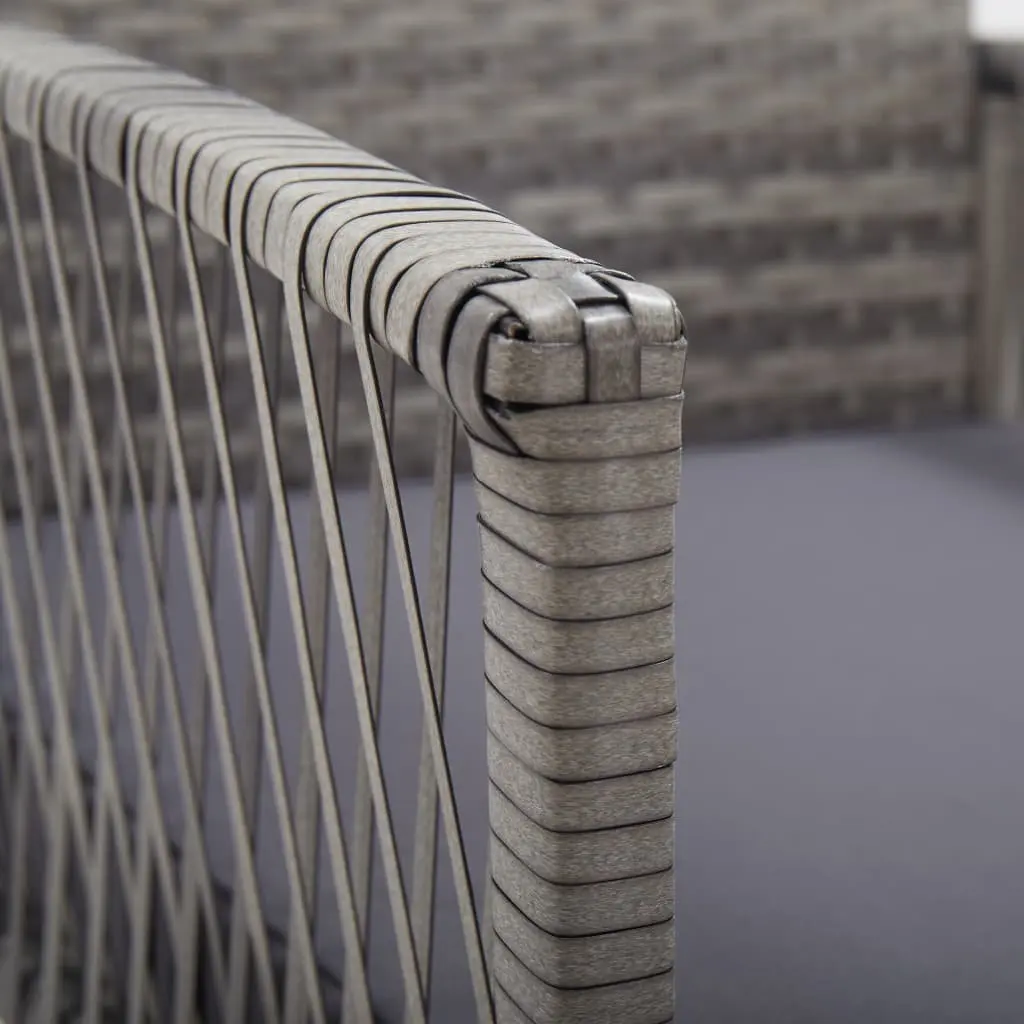Outdoor Armchairs Grey Garden Seating 2 pcs Poly Rattan Chairs with Cushions