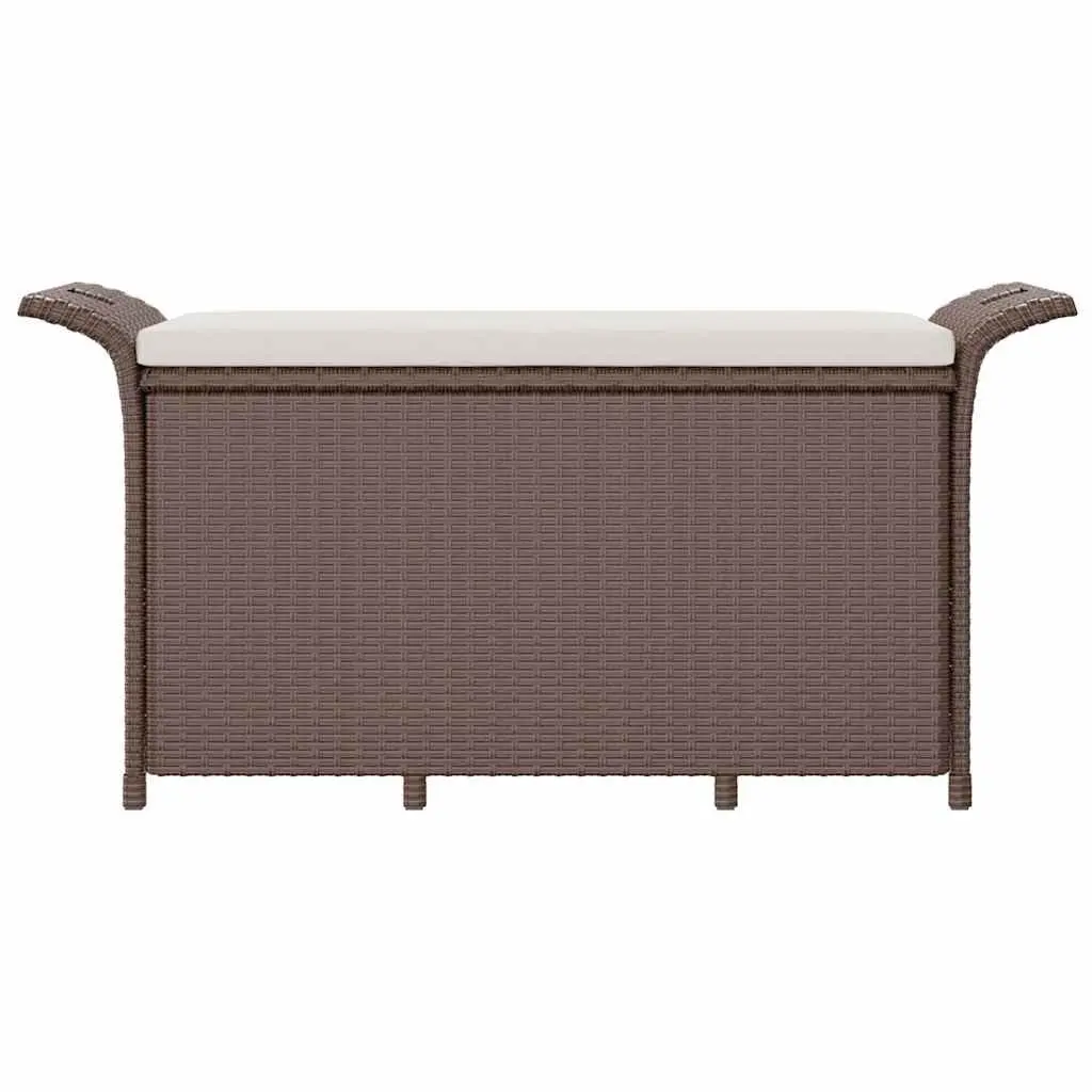 Outdoor Garden Bench with Storage Cushion Brown Patio Seating Furniture