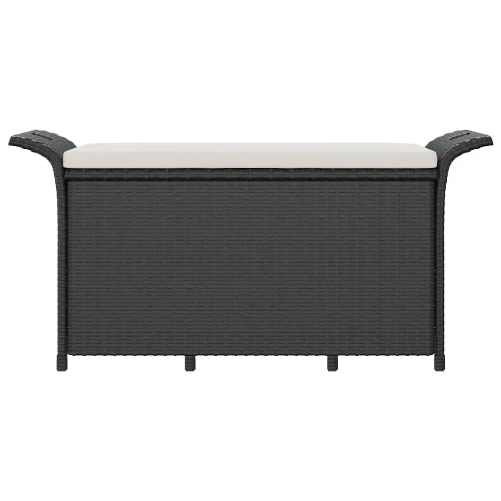Garden Bench with Storage Cushion Seat 116 x 46 x 57 cm Black Poly Rattan