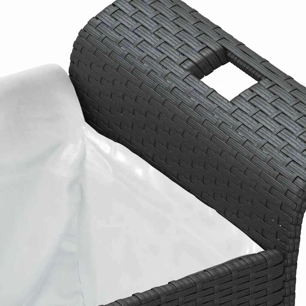 Garden Bench with Storage Cushion Seat 116 x 46 x 57 cm Black Poly Rattan