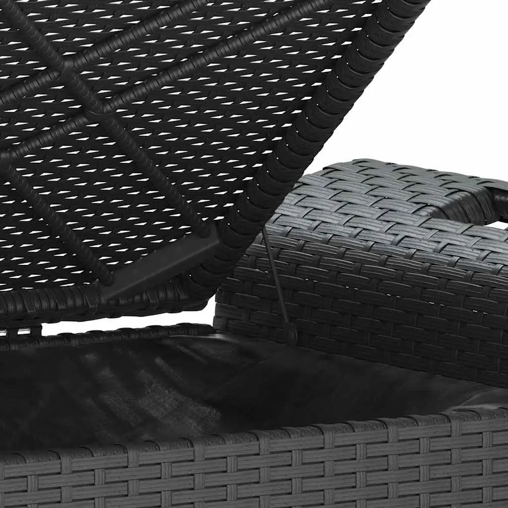 Garden Bench with Storage Cushion Seat 116 x 46 x 57 cm Black Poly Rattan