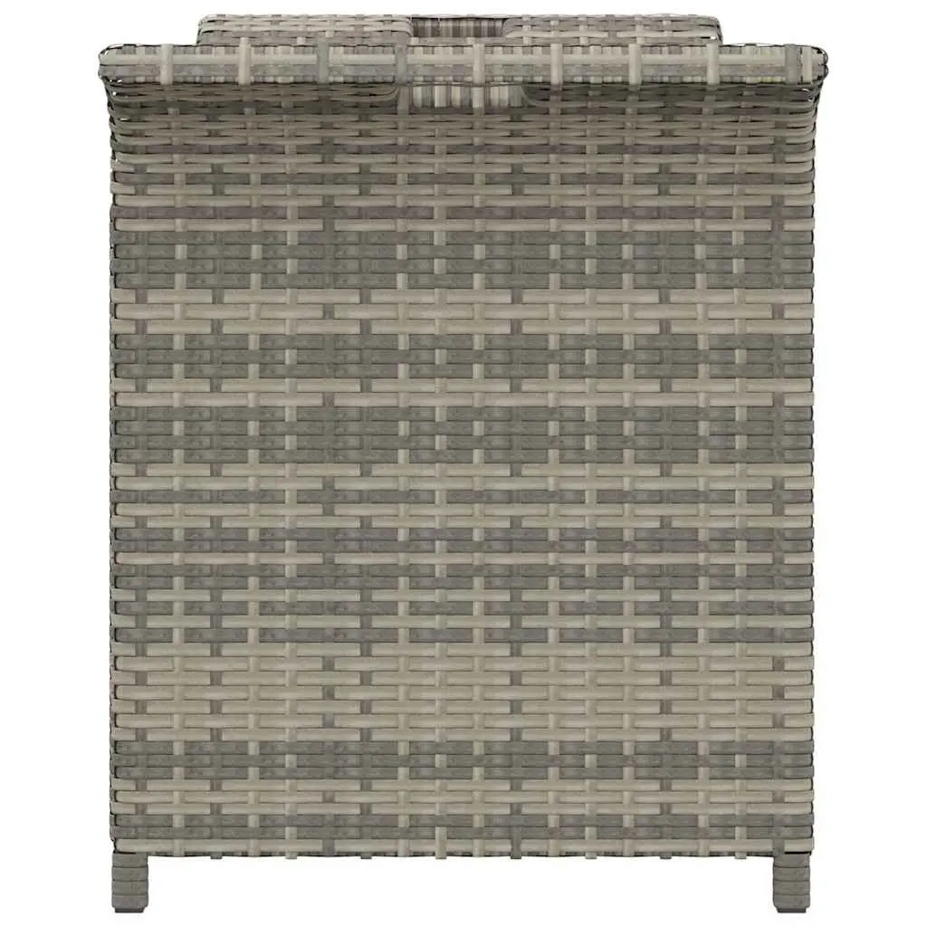 Garden Bench Storage Cushion Grey Poly Rattan Outdoor Patio Seating 116x46x57 cm