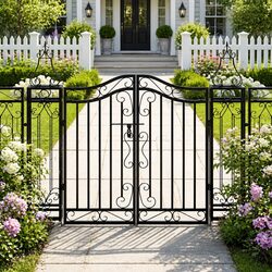 Black Wrought Iron Ornamental Garden Gate 121x100cm, Built to Last