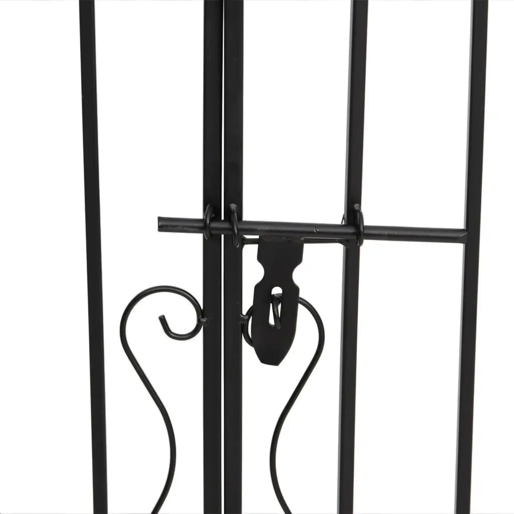 Garden Gate Ornamental Entry Wrought Iron 121 x 120 cm Black