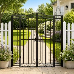 Reliable Black Ornamental Garden Gate with Decorative Touch
