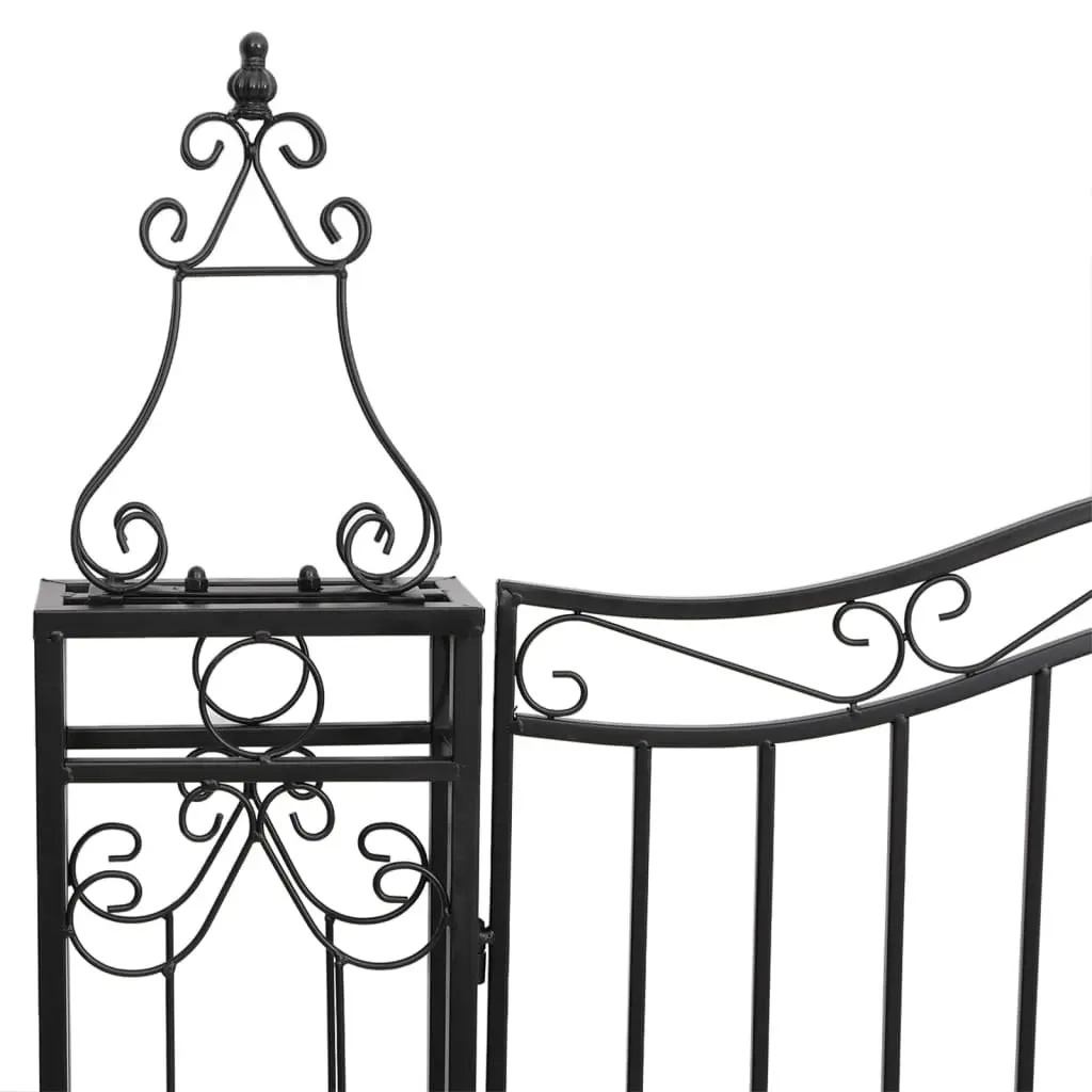 Wrought Iron Garden Gate Black Ornamental Fencing Outdoor Patio Entryway 121cm x 150cm
