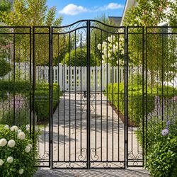 Reliable and Elegant: Black Wrought Iron Garden Gate
