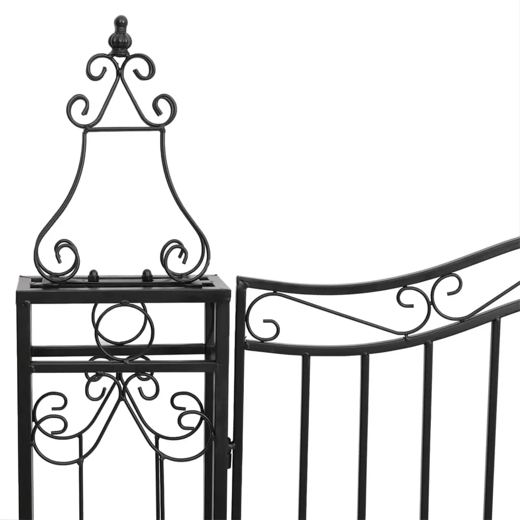 Wrought Iron Garden Gate Entryway 121x180cm Black Ornamental Fence