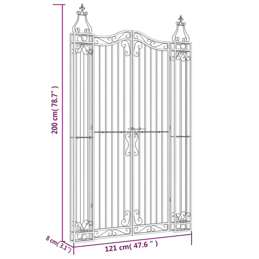 Garden Gate Ornamental Entryway 121x200cm Black Wrought Iron
