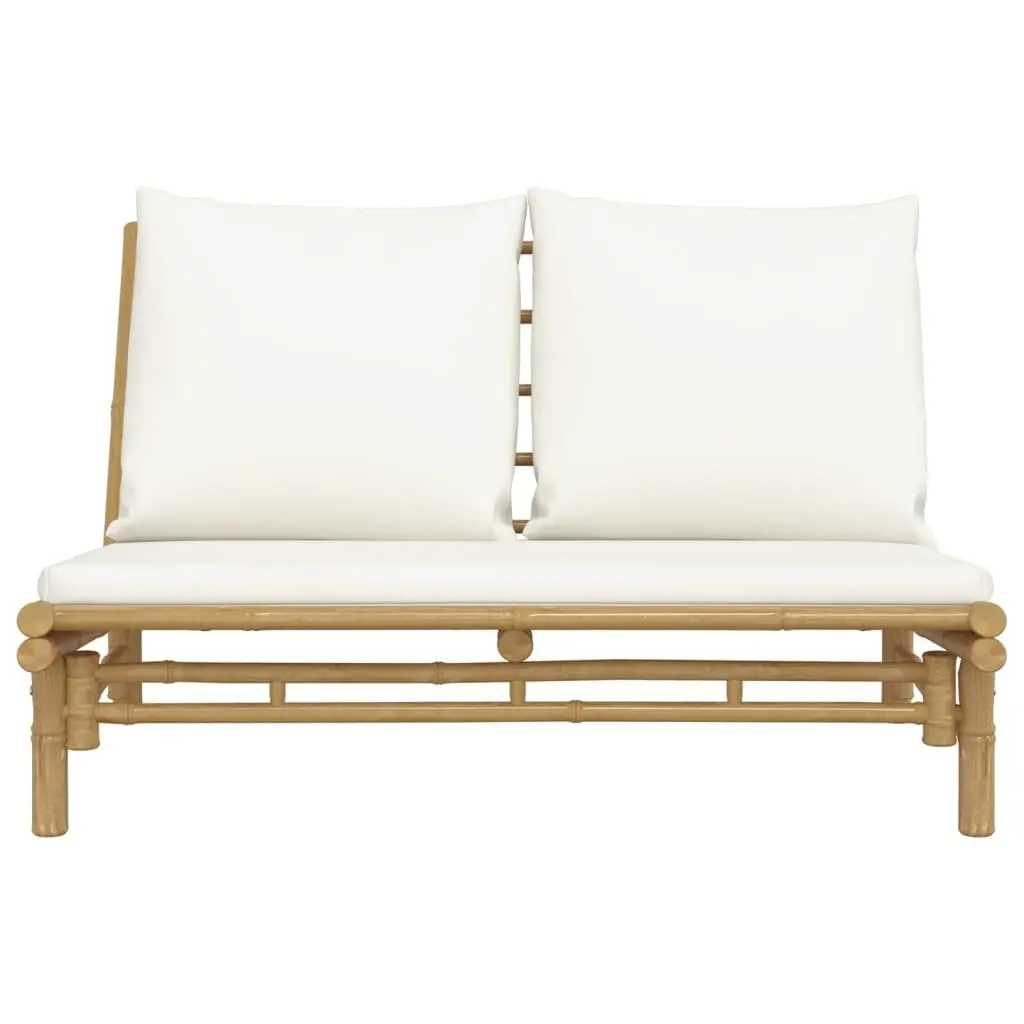 Bamboo Bench with Cream Cushions